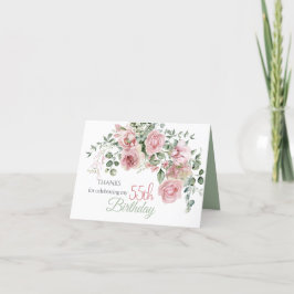 Blush Roze Groene Eucalyptus 55ste Verjaardag Bedankkaart