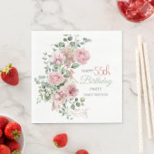 Blush Roze Groene Eucalyptus 55ste Verjaardag Servet (Insitu)