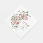 Blush Roze Groene Eucalyptus 55ste Verjaardag Servet (Hoek)
