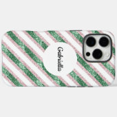 Blush roze groene glitter strepen Case-Mate iPhone case (Achterkant (horizontaal))