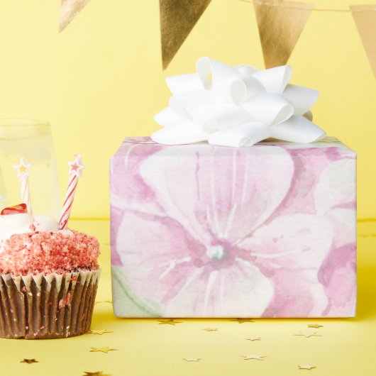 Blush roze groene hand geschilderde waterverf bloe cadeaupapier (Verjaardagsfeest)