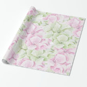 Blush roze groene hand geschilderde waterverf bloe cadeaupapier (Uitgerold)