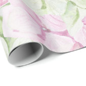 Blush roze groene hand geschilderde waterverf bloe cadeaupapier (Rol Hoek)