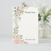 Blush Roze Groene Huwelijk Bedankkaart (Staand voorkant)