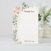 Blush Roze Groene Huwelijk Bedankkaart (Staand voorkant)