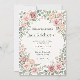 Blush Roze Groene Huwelijk Kaart