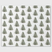 Blush roze groene kerstbomen cadeaupapier (Vlak)