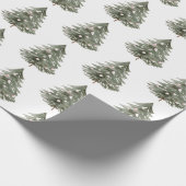 Blush roze groene kerstbomen cadeaupapier (Hoek)