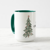 Blush roze groene kerstboom met ster mok (Voorkant links)