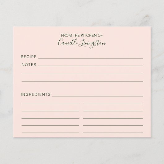 Blush roze groene minimalistische aangepaste Kaart (Voorkant)