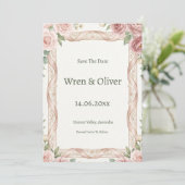 Blush Roze Groene Save the Date Kaart (Staand voorkant)