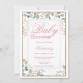 Blush roze groene waterverf floral Baby shower Kaart (Voorkant)
