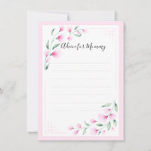 Blush roze groene Waterverf Floral mam Advice Kaar