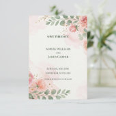 Blush Roze Groenery Save The Date Kaart (Staand voorkant)