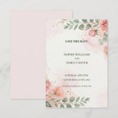 Blush Roze Groenery Save The Date Kaart (Voorkant / Achterkant)