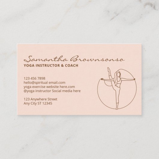 Blush roze Gym Yoga Pilates Meditation Instructeur Visitekaartje (Achterkant)