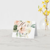 Blush Roze Haar Geloften Trouwgelofte Keepsake Kaart (Gele Bloem)