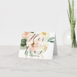 Blush Roze Haar Geloften Trouwgelofte Keepsake Kaart
