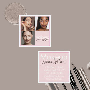 Blush Roze Haar-, Make-up- & Beauty Studio Vierkan Vierkante Visitekaartje