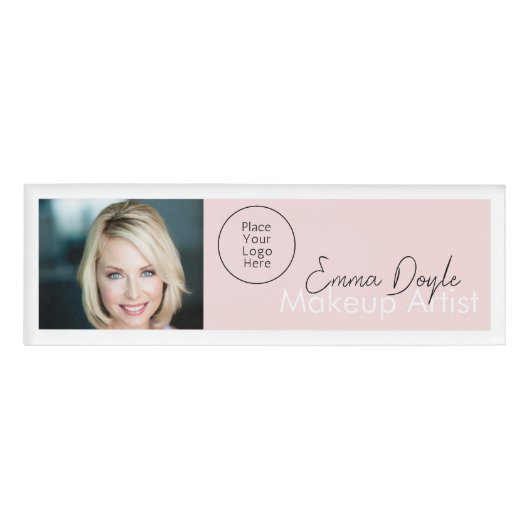 Blush Roze Haar-, Make-up- & Schoonheidsstudio Fo Naambadge (Voorkant)