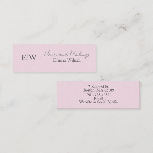 Blush Roze Haar-, Make-up- & Schoonheidsstudio Mon Mini Visitekaartje (Voorkant / Achterkant)