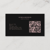 Blush Roze Haar Styling Schaar QR Code Visitekaartje (Achterkant)