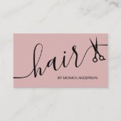 Blush Roze Haar Styling Schaar QR Code Visitekaartje (Voorkant)
