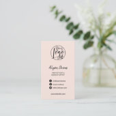 Blush roze haarmake-up foto logo eenvoudige qr-cod visitekaartje (Staand voorkant)
