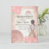  blush roze hand fan rozen tiara Quince Kaart (Staand voorkant)