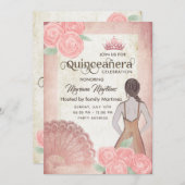  blush roze hand fan rozen tiara Quince Kaart (Voorkant / Achterkant)