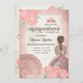 blush roze hand fan rozen tiara Quince Kaart (Voorkant / Achterkant)