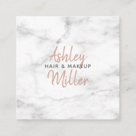 Blush Roze Hand Geletterd Script Marmeren Salon Na Vierkante Visitekaartje