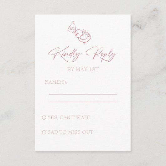 Blush roze hand getekend RSVP bruiloft Informatiekaartje (Voorkant)