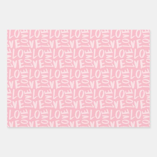 Blush roze hand-tekende klinkklare liefde inpakpapier vel (Voorkant 3)