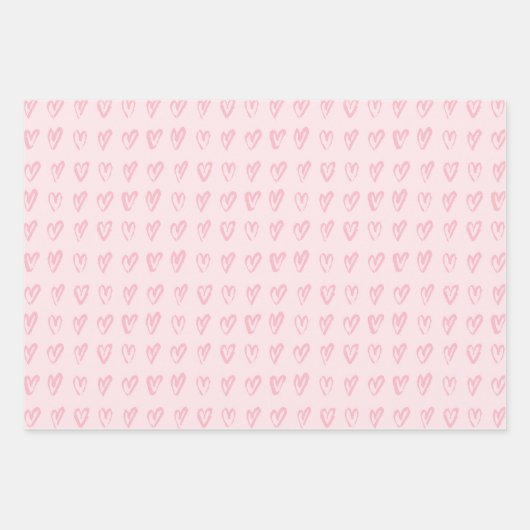 Blush roze hand-tekende klinkklare liefde inpakpapier vel (Voorkant)