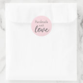 Blush roze handgemaakt met liefde ronde sticker (Tas)