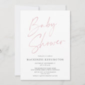 Blush Roze handgeschreven script Baby Girl Shower Kaart (Voorkant)