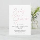 Blush Roze handgeschreven script Baby Girl Shower Kaart (Staand voorkant)