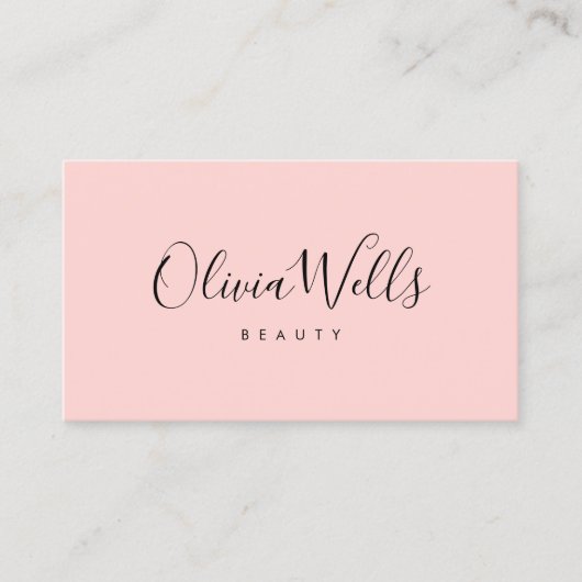 Blush Roze handgeschreven script sociale media pic Visitekaartje (Voorkant)