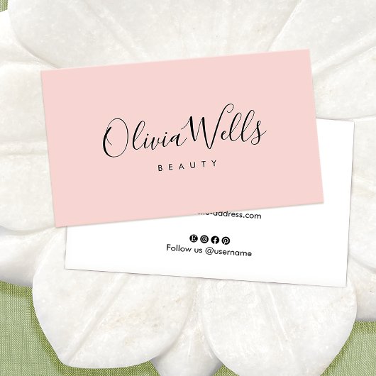 Blush Roze handgeschreven script sociale media pic Visitekaartje