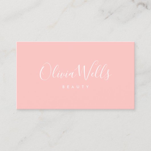 Blush Roze handgeschreven script sociale media pic Visitekaartje (Voorkant)
