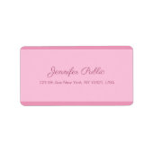 Blush Roze handgeschreven script Tekst legant adre Etiket (Voorkant)