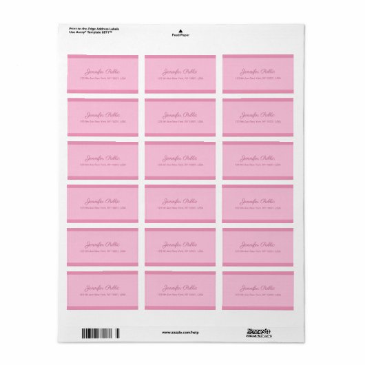 Blush Roze handgeschreven script Tekst legant adre Etiket (Full Sheet)