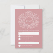 Blush roze handgetekbladmonogram RSVP bruiloft Kaartje (Achterkant)