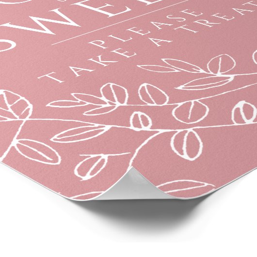Blush roze handgetekende bladmonogram bruiloft poster (Hoek)