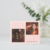 Blush roze handschoenen & kisses Valentijn Feestdagenkaart (Staand voorkant)