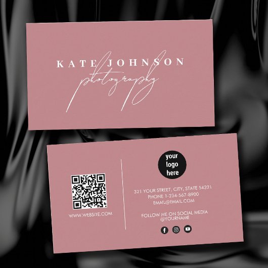Blush Roze handtekening QR Code Sociale media Visitekaartje