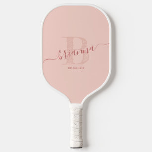 Blush Roze handtekeningen script bijtend Initiaal Pickleball Paddle