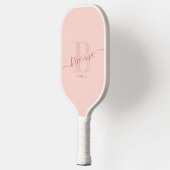 Blush Roze handtekeningen script bijtend Initiaal Pickleball Paddle (Links)