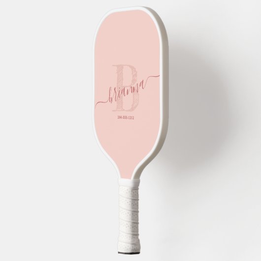 Blush Roze handtekeningen script bijtend Initiaal Pickleball Paddle (Links)